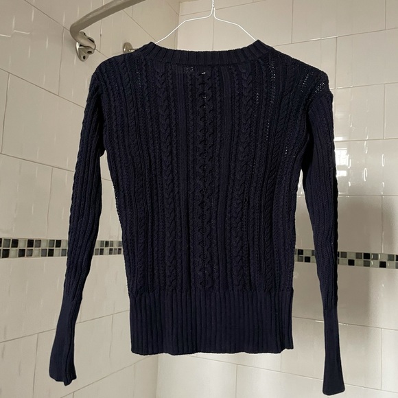 J. Crew Navy Blue Cable Knit Sweater with Zipper - Picture 2 of 4